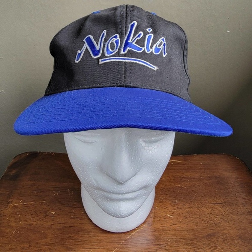 Vintage‎ 90s NOKIA Mobile Retro Cap Hat Snapback Blue Black